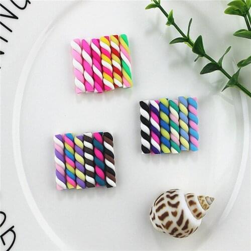 10pcs 25*5mm DIY Crystal Slime Supplies Accessories Phone Case Decoration For Slime Filler Miniature Clay Lollipop Candy