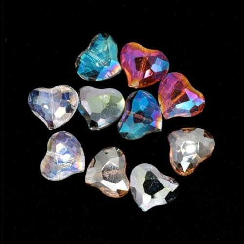 10pcs/lot Heart Shape Crystal Beads 19x16mm Faceted Glass Beads For Jewelry Making Craft Decoration Bracelet Necklace DIY Beads