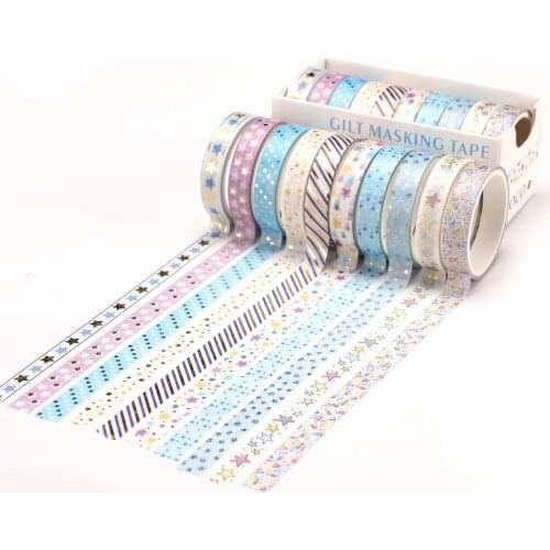 10 Pcs/set Gold Foil Washi Tape Cute Heart Masking Tape Decorative Adhesive Tape Sticker Scrapbooking Diy Stationery