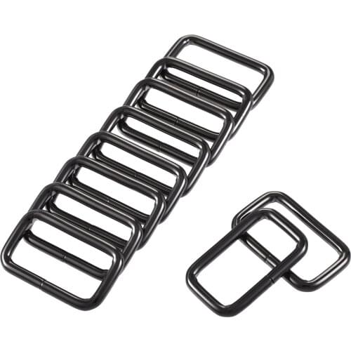 Uxcell Metal Rectangle Ring Buckles 38x20mm for Bags Belts DIY Black 10 Pcs