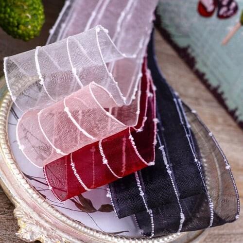 10yards/lot 25mm White Line Jumper Organza Christmas Ribbon for Haribow DIY Craft Handmade Christmas Gift Wrapping Supplies