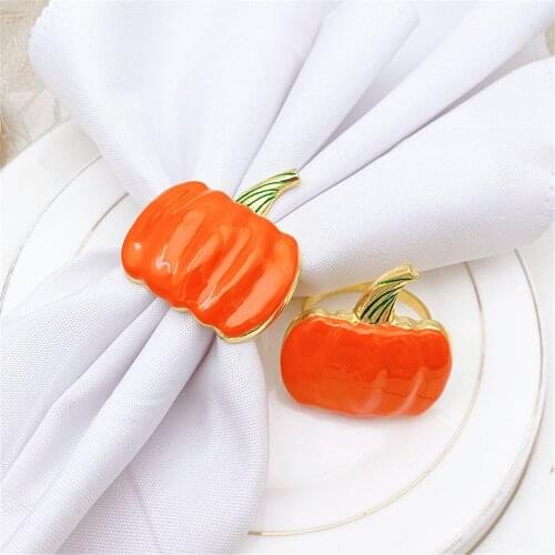 12PCS/Halloween Harvest Festival Golden Pumpkin Napkin Ring Table Decoration Western Etiquette Ornaments