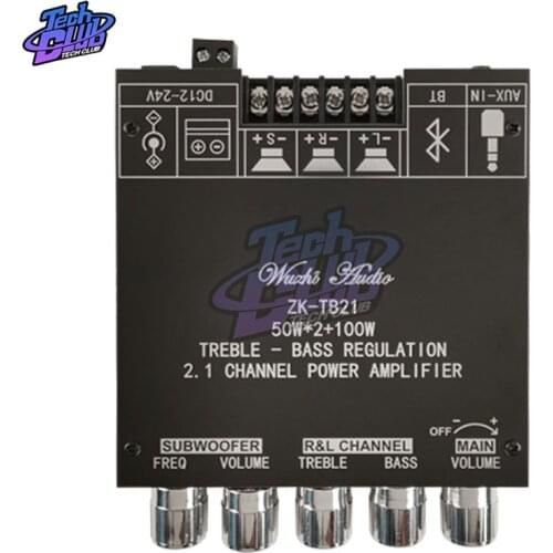 2.1 Channel TPA3116 D2 Bluetooth 5.0 Subwoofer Amplifier Board 50WX2+100W Power Audio Stereo Equalizer AUX Class D Amp