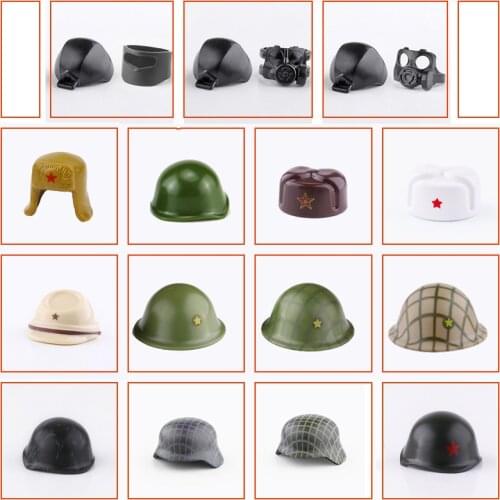 5Pcs/Lot MOC Military Soldier M35 Helmet model Building Blocks DIY Soldier Figure Soviet Red Star 40 Helmet accessory Brick toys
