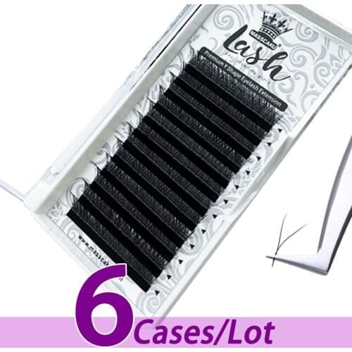 6pcs/lot Wholesale russian volume lashes matte black premium y shape lash yy eyelash extension with personal brand name