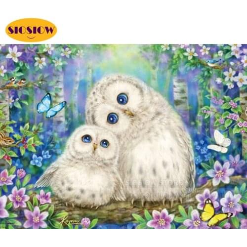 5D Diy Diamond Mosaic Embroidery Animals White Owl Daimond Painting Cartoon Snowy Owl Cross Stitch Full Square Drill Home Decor