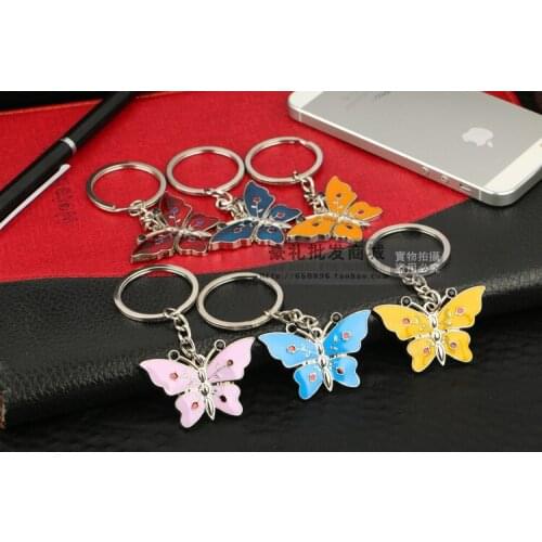 FREE SHIPPING BY DHL 200pcs/lot 2015 New Metal Butterfly Key Chains Zinc Alloy Butterfly Keyrings for Gifts