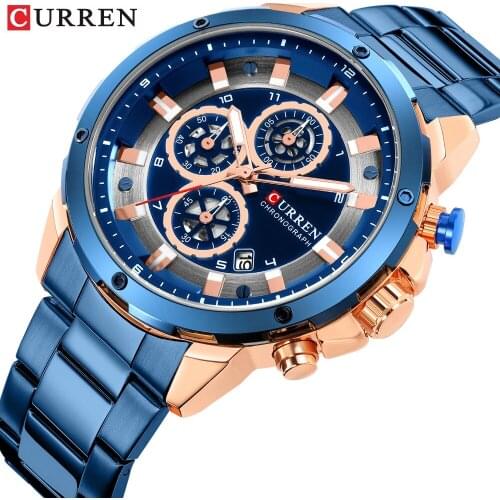 CURREN Relogio Masculino Luxury Brand Men Watches Auto Date Chronograph Quartz Watch Men Gold Casual Sport Military Wrist Watch
