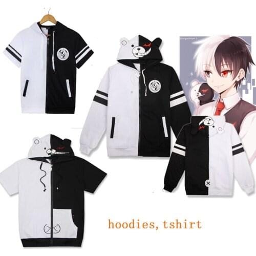 Danganronpa Monokuma Cosplay Costume Unisex Hoodie Sweatshirt T-shirt Hooded Jacket Daily Casual Coat Game Anime Peripheral