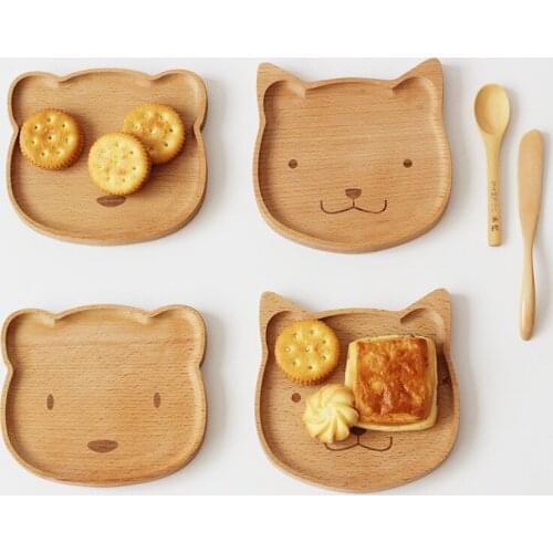 Wooden Baby Food Dishes Plate Kids Feeding Eating Set Platos Children Baby Servies Tableware Bowl Topper Tray Assiette