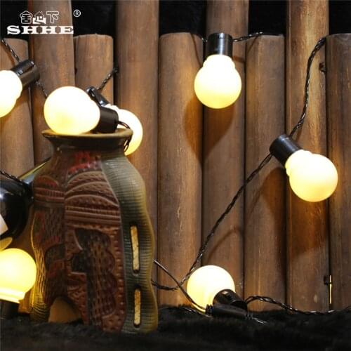 Battery Operated String Lights 2.5M 10 LED Milky Bulb G50 Fairy Lights for Bedroom Garden Christmas Party Holiday Decoration