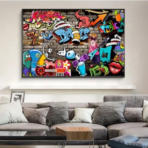 Street Graffiti Art Wall Picture Canvas Paintings Big Size Modern Posters and Prints Cuadros For Living Room Home Decoration