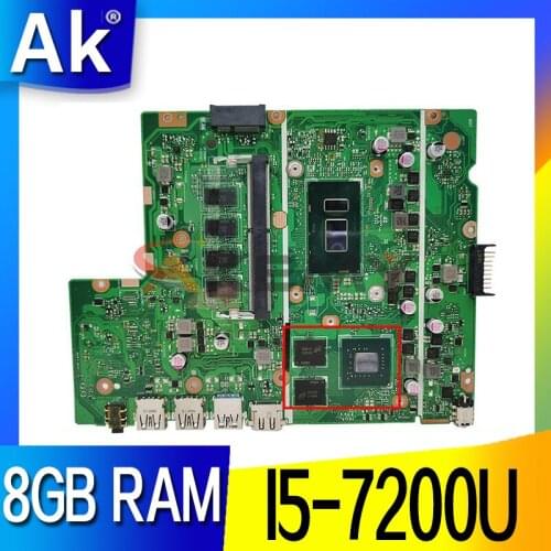 Akemy For ASUS X540UB X540UBR X540UV laptop motherboard mainboard X540UB original mainboard with I5-7200U CPU 8GB RAM 2GB-GPU
