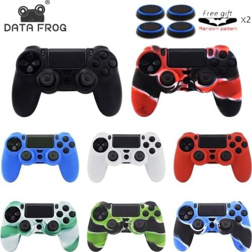 Soft Silicone Rubber Case Cover For Dualshock 4 PS4 DS4 PlayStation 4 Pro Slim Controller Skin + 4 Thumb Stick Grips Caps
