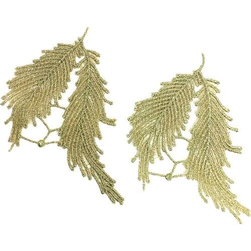 3pc 7x9cm Sew On Gold Leaf Patch Baroque Embroidered Applique Plant Patches For Clothing Parches Bordados Sewing DIY AC1142
