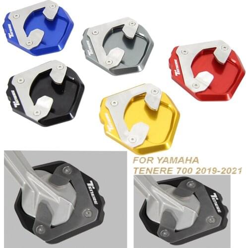 New Motorcycle Aluminum Foot Enlarger Foot Side Stand Extension Plate with logo For Yamaha Tenere 700 Tenere700 2019 2020 2021