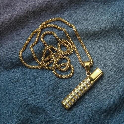 New Gold Cigarette Holder Mouth Mounthpiece Rhinestone Diamonds Decorate Necklace Portable Pendant Torque For Smoking Tool Hot C