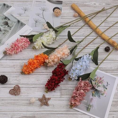 Single Branch Violet Hyacinth Artificial Flower for Home Decoration Silk Flower Wedding Background Decoration Fake Floral Wreath