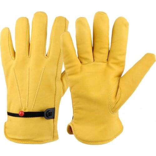 1 Pair Foldable Cowhide Plush Warm Wear-resistant Gardening Work Safety Protection Gloves Labor Protection Gloves Safety Protect