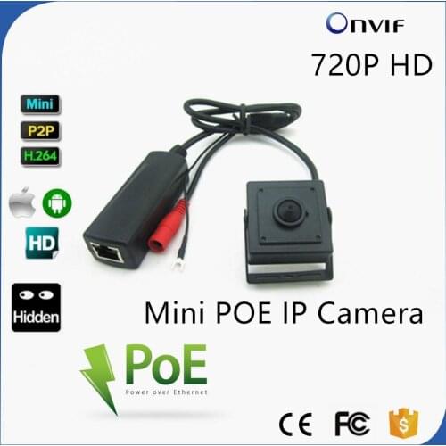 Small 3.7mm Pin hole Lens 720P Mini Network POE IP Camera ONVIF Indoor Security HD Camera With Bracket Video Camera Surveillance