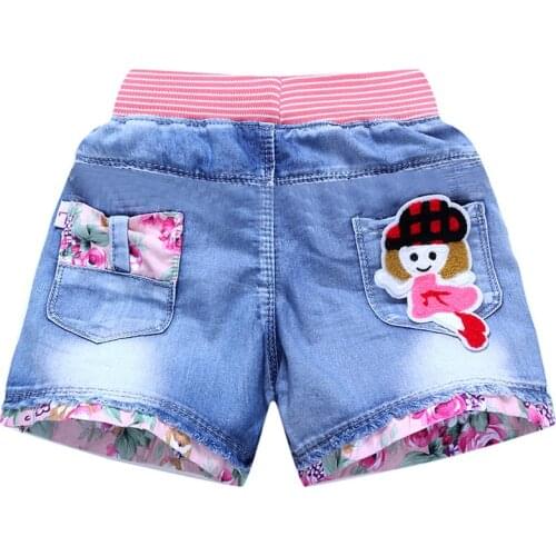 2021 New Summer Kids Short Denim Shorts For Girl Fashion Short Princess Jeans Children Pants Girls Shorts Flower Clothing