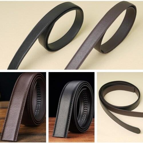 Ratchet Belt Replacement Strap 120 cm, Leather Belt Strap for 35MM Slide Click Buckle Leather Belt without Buckle Black Brown