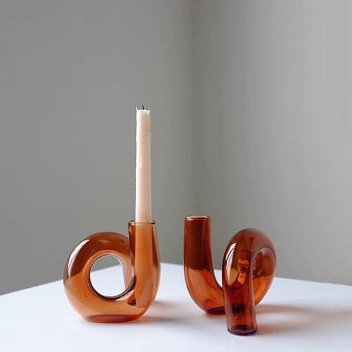 1pc Glass Vases Clear Flower Vase Candle Holders for Wedding Centerpieces Home Decoration Table Centerpieces Candlestick Holder