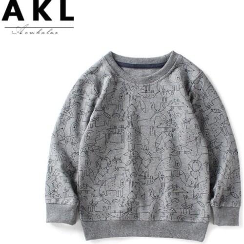 Teen Boys Hoodies Spring Autumn New Baby Fashion Print Sweatshirt Korean Cotton Cartoon Pullovers For Boy 4-10 Y Kids Clothing