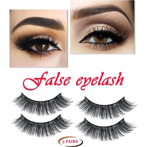 Wispy Makeup Beauty Extension Tools 3 /2Pairs False Eyelashes Fake Eye Lashes Extension Handmade Eye Lashes with Tweezers