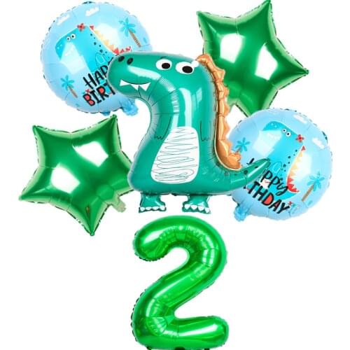 1 set of big dinosaur birthday party aluminum foil balloon first birthday little boy ball jungle animal party decoration kid toy