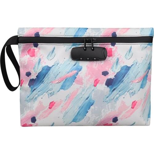 Smell Proof Bag PU Leather Tobacco Pouch With Combination Lock Travel Handbag Container Storage Stash Bag