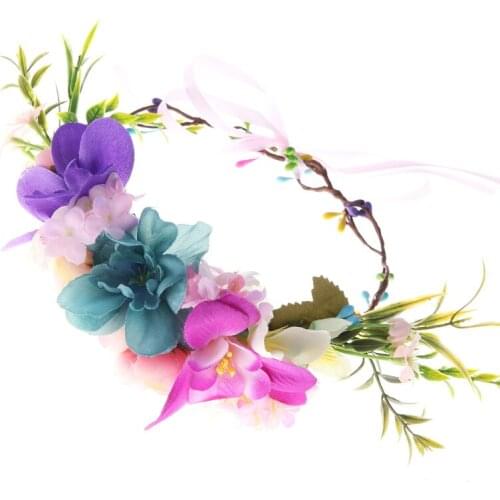 Women Flower Crown Festival Wedding Girl Party Headband Hair Accessories Flower Wreath Bride Bridesmaid Headdress Floral Garland