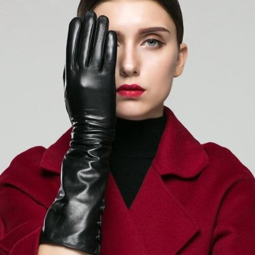 2019 New Women Genuine Leather Gloves Real Sheepskin Touch Screen Gloves female Fashion Brand Winter Warm Gloves Mittens