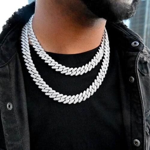 Gold Hip Hop Iced Out Crystal Cuban Link Chain Necklace Choker Collare Rapper Bijoux Luxury Curb Chains Collier Jewelry for Men