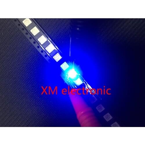 100PCS led diode 5050 blue smd/smt plcc-6 3-chips ultra bright light-emitting high quality diodes 460-470NM 5.0*5.0MM BLUE 5050