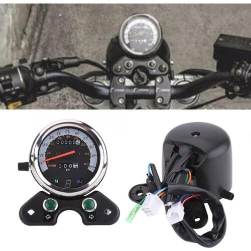 DC 12V Motorcycle Instrument Dual Odometer Speedometer Meter Gauge with LED Indicator for GN125 Aluminum Odometer