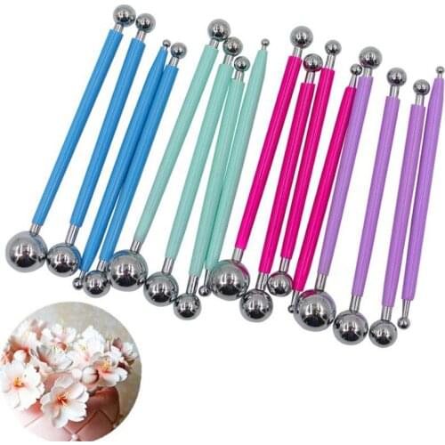 4PCS Plastic Baking Craft Tool Set Sugar Craft Fondant Cake Pastry Carving Cutter Chocolate Decorating Flower Clay Modelling