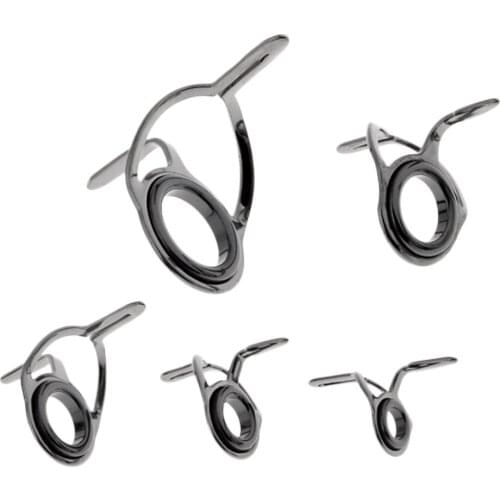 5x Stainless Steel Fishing Rod Pole Guides Tip Top Ring Eye Pole Repair Kit
