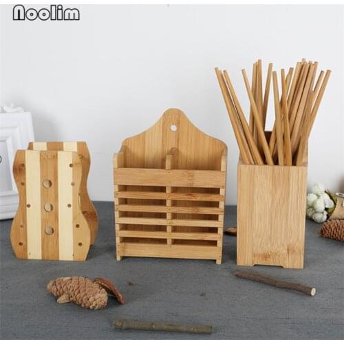 Bamboo Chopsticks Holder Cutlery Organizer Tableware Drying Canister Kitchen Utensils Storage Bucket Spoons Forks Shovel Stand