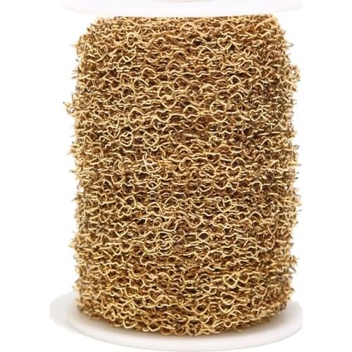 1Meter Stainless Steel Gold Plated Hollow Love Heart Chains 4mm Width Rolo Link Chain For DIY Necklaces Bracelets Jewelry Making