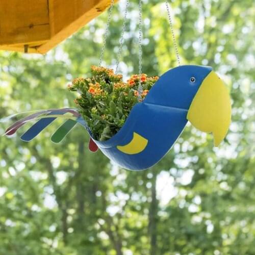 Parrot Flowerpot, Simulation Animal Wrought Iron Hanging Decoration for Indoor / Outdoor