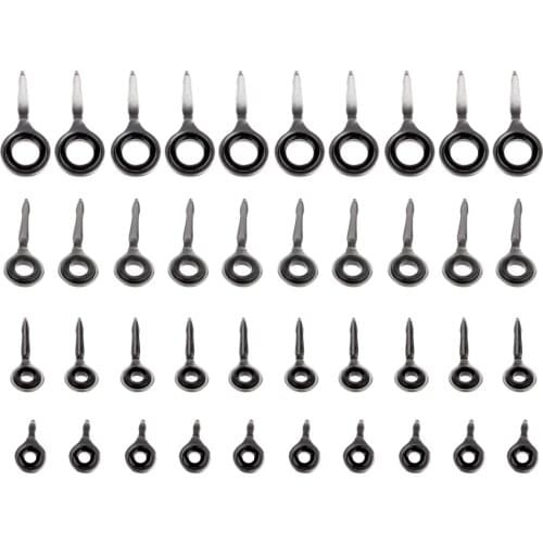 40pcs Raft Fishing Rod Guides Rings 3# 4# 5# 6# Line Rings Guides Tip Tops for Ocean Sea River Fishing Rods Accessories