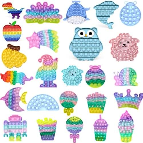 Fidget Toys Pack Its Square Antistress New Push Bubble Rainbow For Hands Squishy Funny Dinosaur Owl Reliver Stress For Adult Kid