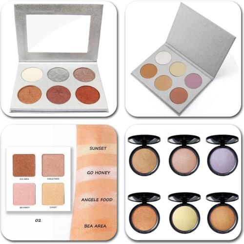 Customized Private Label Powder Contour Highlighter Facial Bronzer Makeup Palette Shimmer Glow Illuminator Cosmetic Highlighting