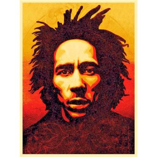 100%Handmade Shepard Fairey Obey Oil Painting on Canvas Urban art decor Bob Marley 24x36"