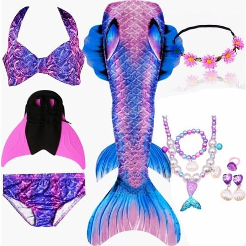 NEW Styles HOT Kids Girls Mermaid Tails with Fin Swimsuit Bikini Bathing Suit Dress for Girls With Flipper Monofin