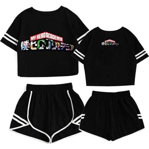 Summer Kawaii My Hero Academia Short Sleeve Suit Womens Streetwear Japanese Cartoon Graphic Fashion Anime 2021 New Hot Sales