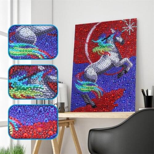 5D DIY Full Drill Special-shaped Diamond Painting Colorful Horse Diamond Cross Stitch Kits Needlework Set Home Decor Gift