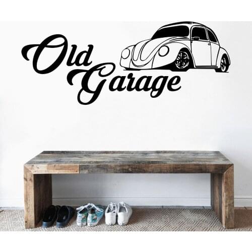 Old Garage Car Silhouette Wall Decal Sticker Auto Car Garage Workshop Decoration A001970