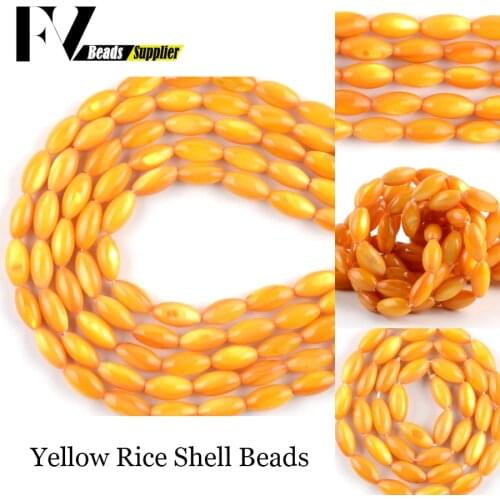 Natural 5*10mm Yellow Rice Shape Shell Beads For Needlework Jewelry Making Spacer Stone Beads DIY Bracelet Accessories 15"Strand